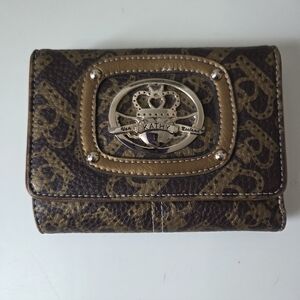 Kathy Van Zeeland Y2K Purple and Gold Tri-fold Wallet with Kisslock